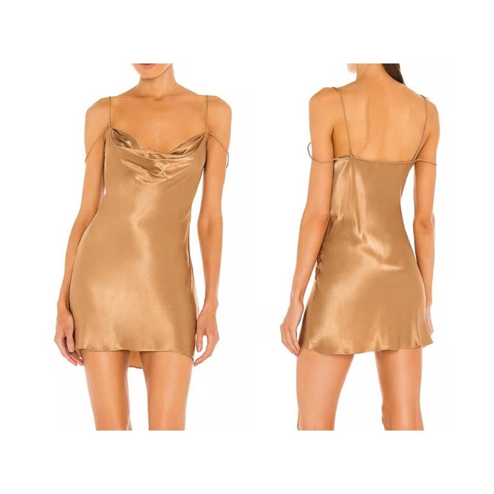 Camila Coelho Mini Slip Dress Adora Toffee Brown New